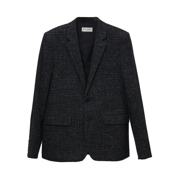 Saint Laurent Checkered Blazer in Black Wool